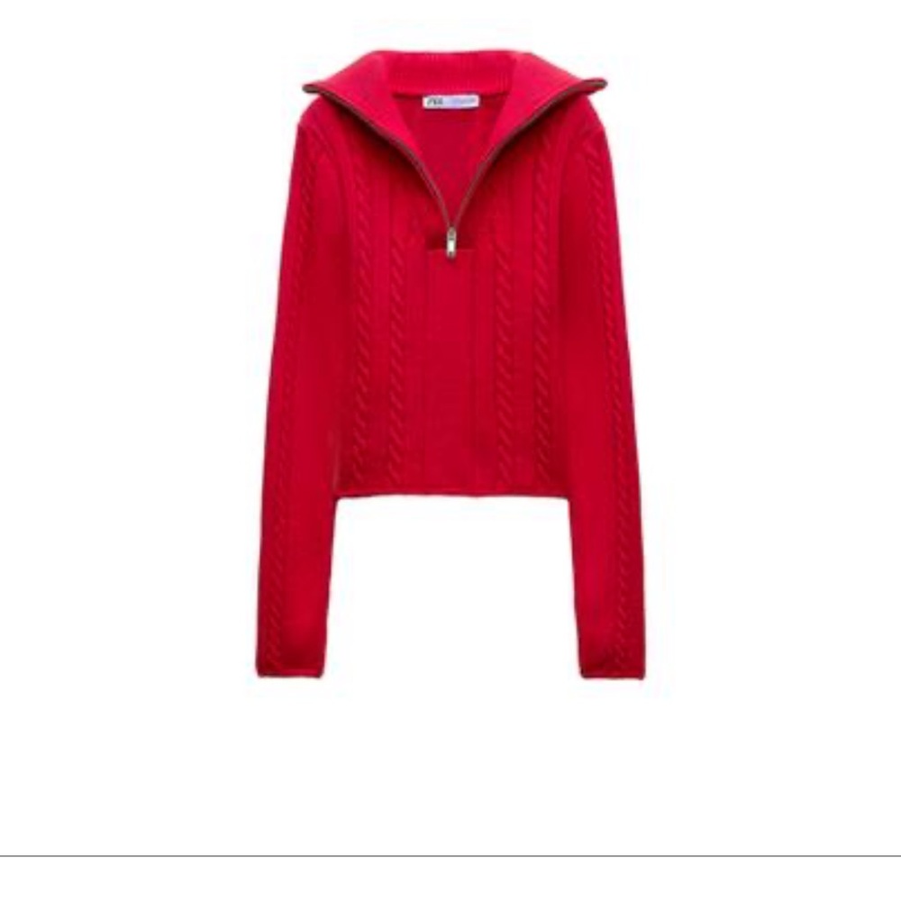 Zara Red Cable Knit Sweater